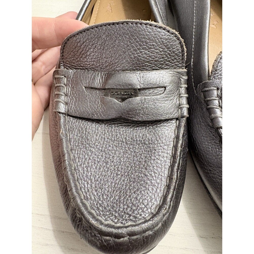 Coach Pebble Leather Penny Loafers – Gunmetal – Women’s Size 10B